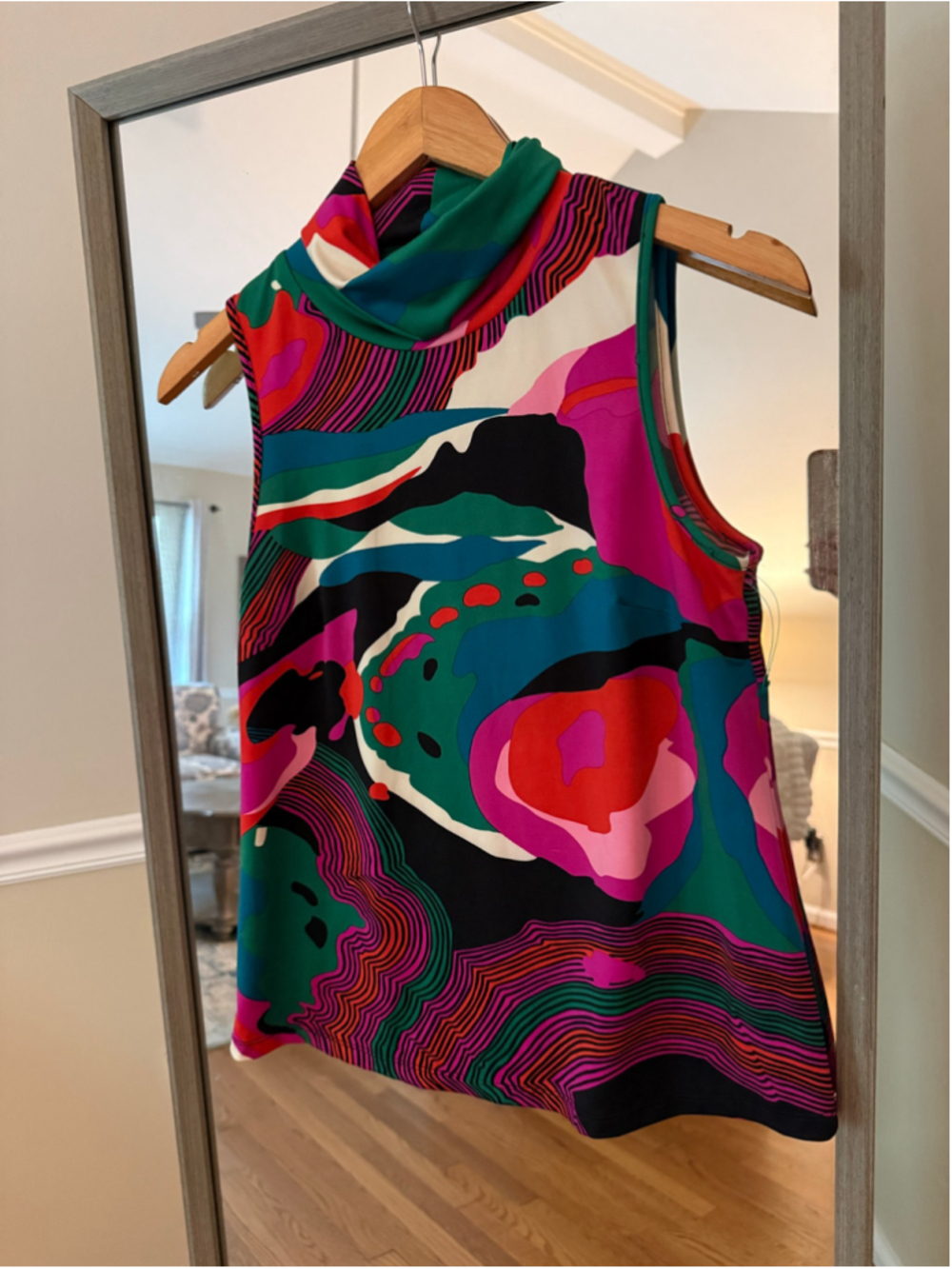 Women's Julie Brown Sleeveless Mock Neck Top, Size S, Multi-color